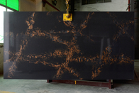 金パターンが付いている台所Coutertopの黒の人工的な水晶石造りの平板