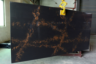 金パターンが付いている台所Coutertopの黒の人工的な水晶石造りの平板